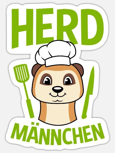 Erdmännchen Küchenchef Chefkoch Koch Kochen - Sticker Größe S (10 x 10 cm) - Mattweiß