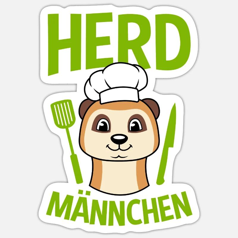 Erdmännchen Küchenchef Chefkoch Koch Kochen - Sticker Größe S (10 x 10 cm) - Mattweiß