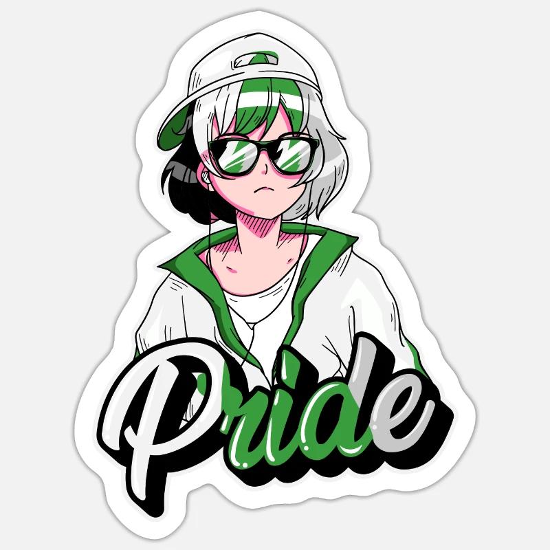 Demiromantischer Stolz Coole Anime Mädchen Demirom Sticker Größe S (10 x 10 cm)