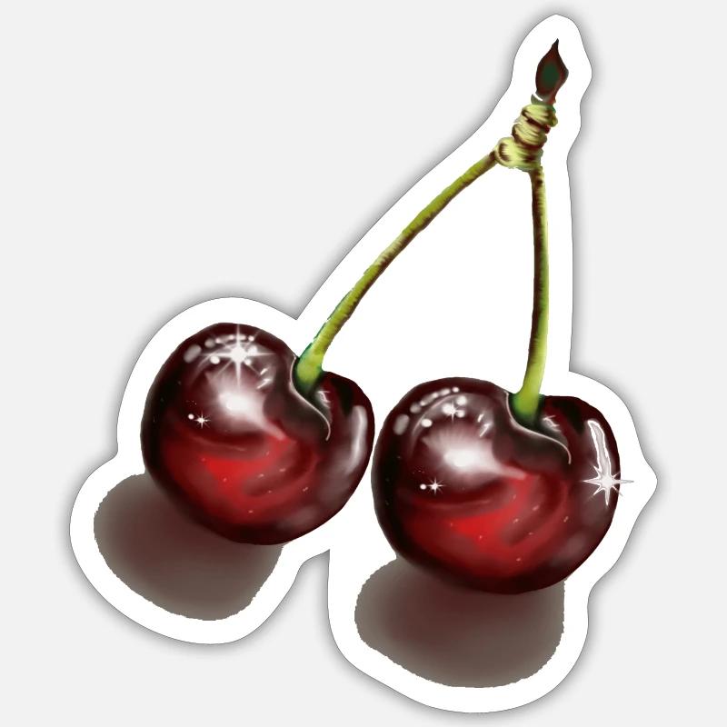 fruit cerise - Sticker taille S (10 x 10 cm) - blanc mat