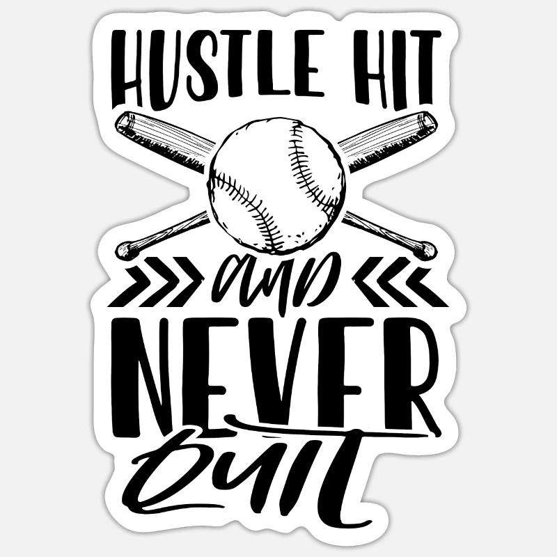 baseball hustle - Sticker Größe S (10 x 10 cm) - Mattweiß