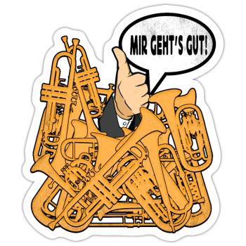 Trompete Blechblasinstrument Trompeter - Sticker Größe S (10 x 10 cm) - Mattweiß - Vorne