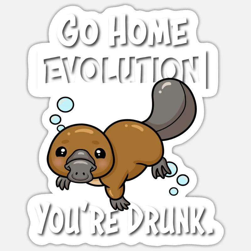 Ornithorynque - Sticker taille S (10 x 10 cm) - blanc mat