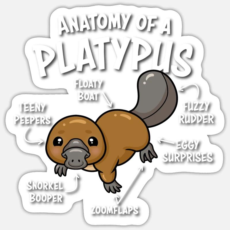 Ornithorynque Sticker taille S (10 x 10 cm)