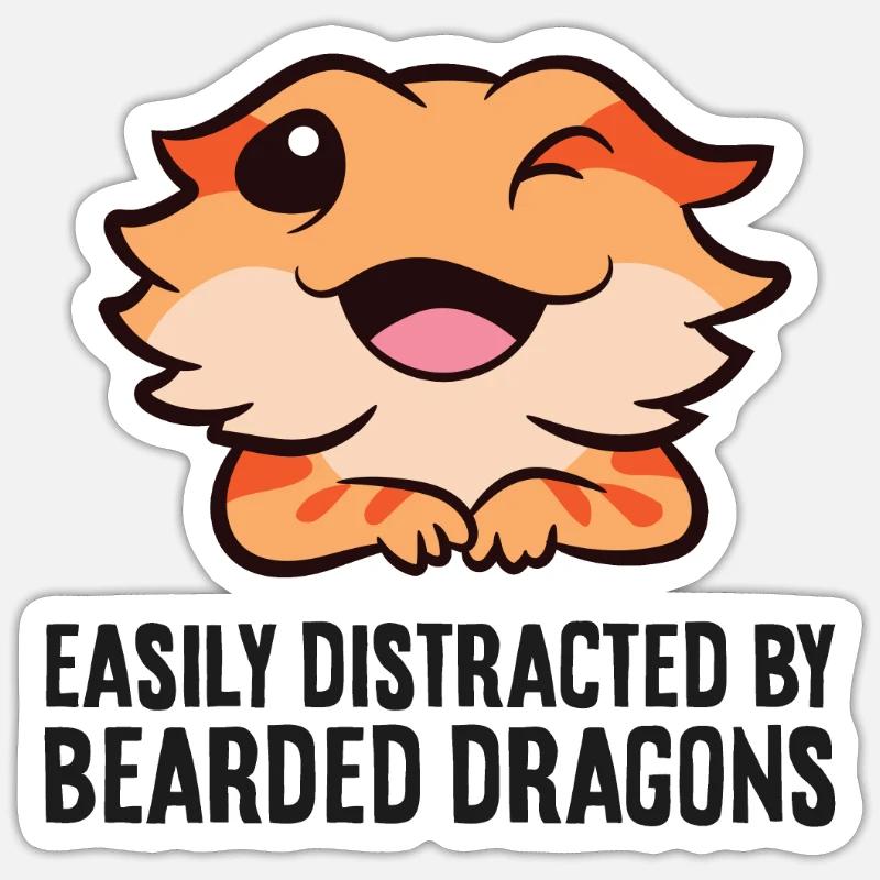 Facilement distrait par les dragons barbus Sticker taille S (10 x 10 cm)