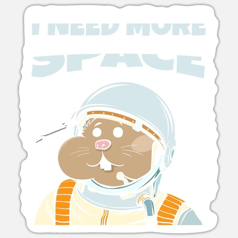 Hamster Goldhamster Astronaut I Need More Space - Sticker Größe S (10 x 10 cm) - Mattweiß