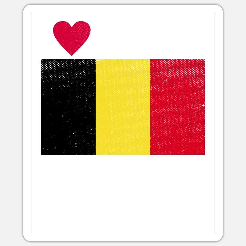 Drapeau de la Belgique - Sticker taille S (10 x 10 cm) - blanc mat