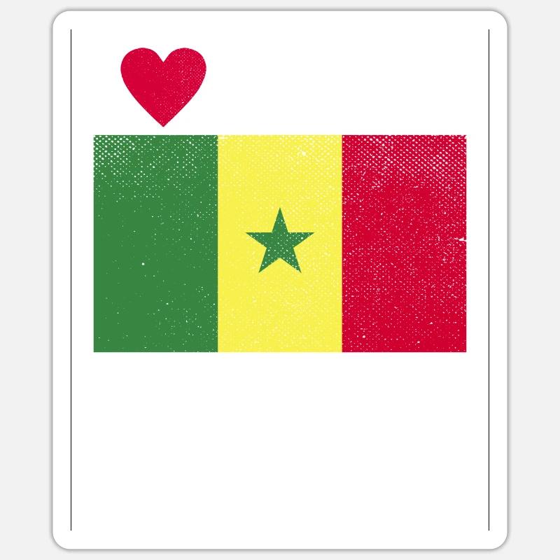 Drapeau du Sénégal - Sticker taille S (10 x 10 cm) - blanc mat