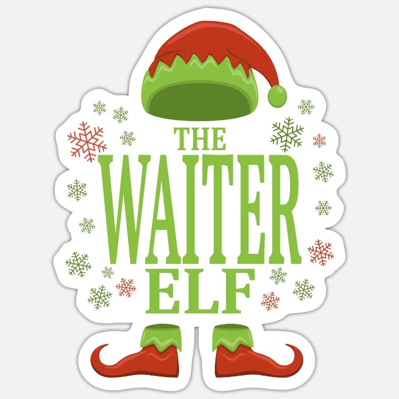 Serveur Elfe de Noël - Sticker taille S (10 x 10 cm) - blanc mat
