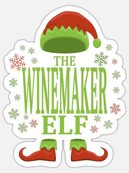 Winzer Weihnachtself - Sticker Größe S (10 x 10 cm) - Mattweiß