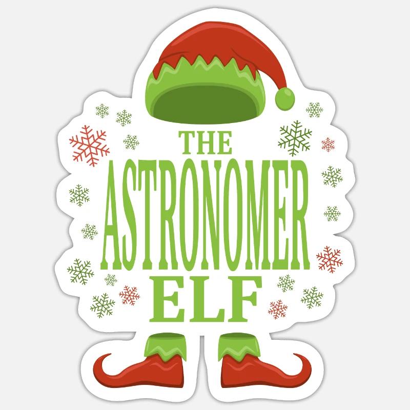Elfe de Noël astronome Sticker taille S (10 x 10 cm)