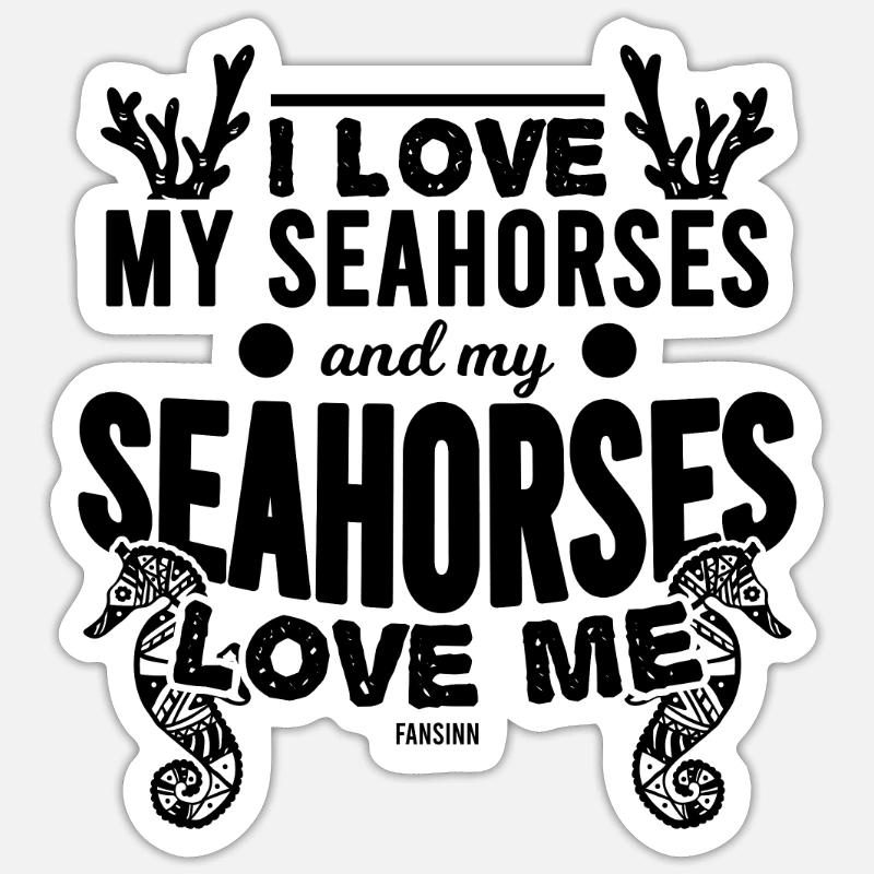J’adore les hippocampes - Sticker taille S (10 x 10 cm) - blanc mat
