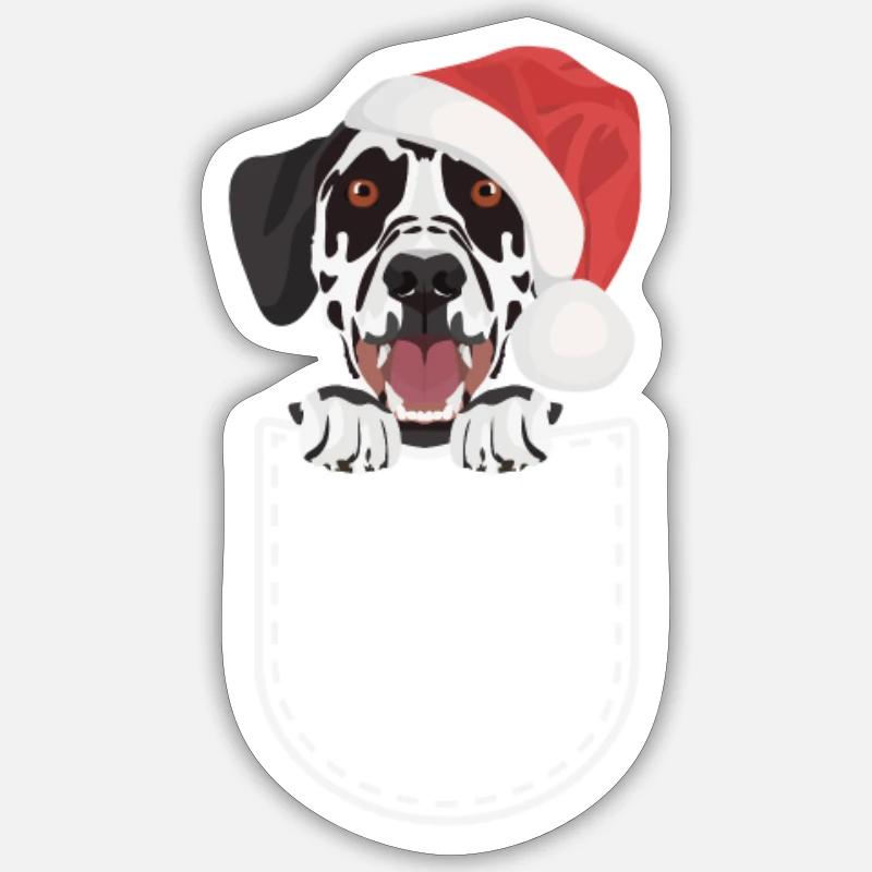 Joyeux Noël dalmate - Sticker taille S (10 x 10 cm) - blanc mat
