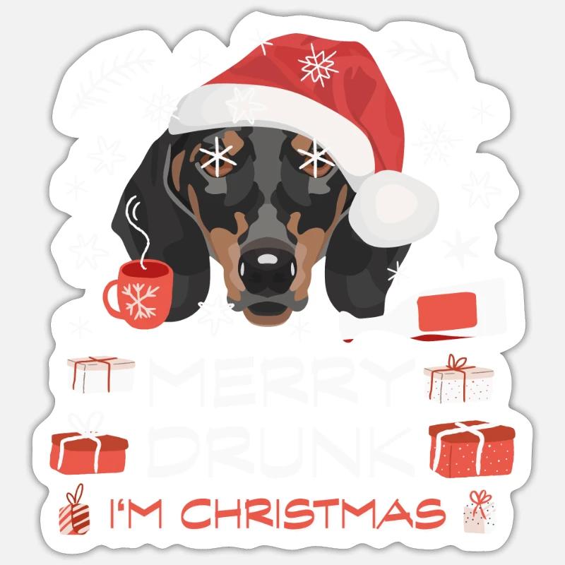 Marché de Noël du teckel Sticker taille S (10 x 10 cm)