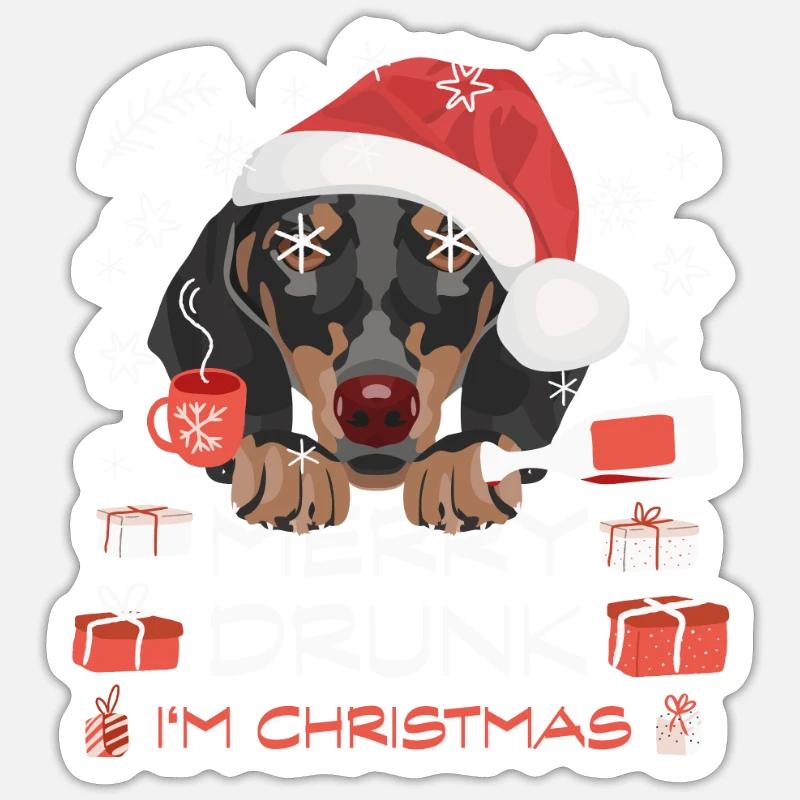 Marché de Noël du teckel Sticker taille S (10 x 10 cm)