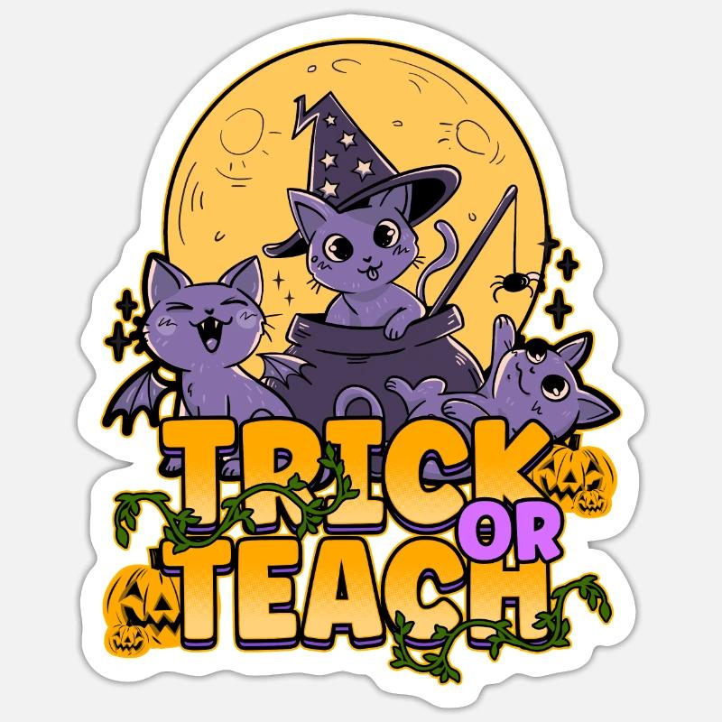 Trick ou Teach - Sticker taille S (10 x 10 cm) - blanc mat