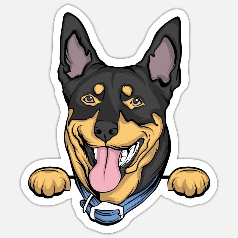 Doberman - Sticker taille S (10 x 10 cm) - blanc mat