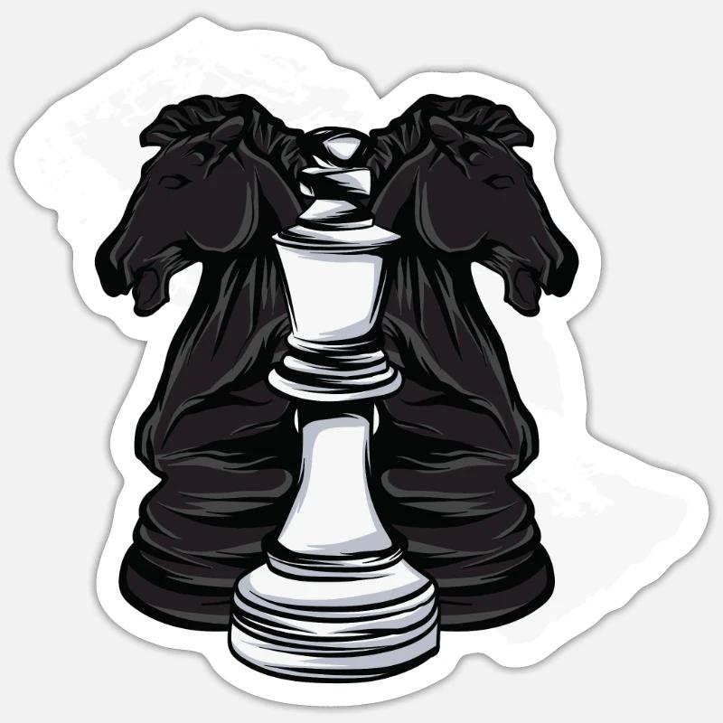 Schach Schachfiguren - Sticker Größe S (10 x 10 cm) - Mattweiß