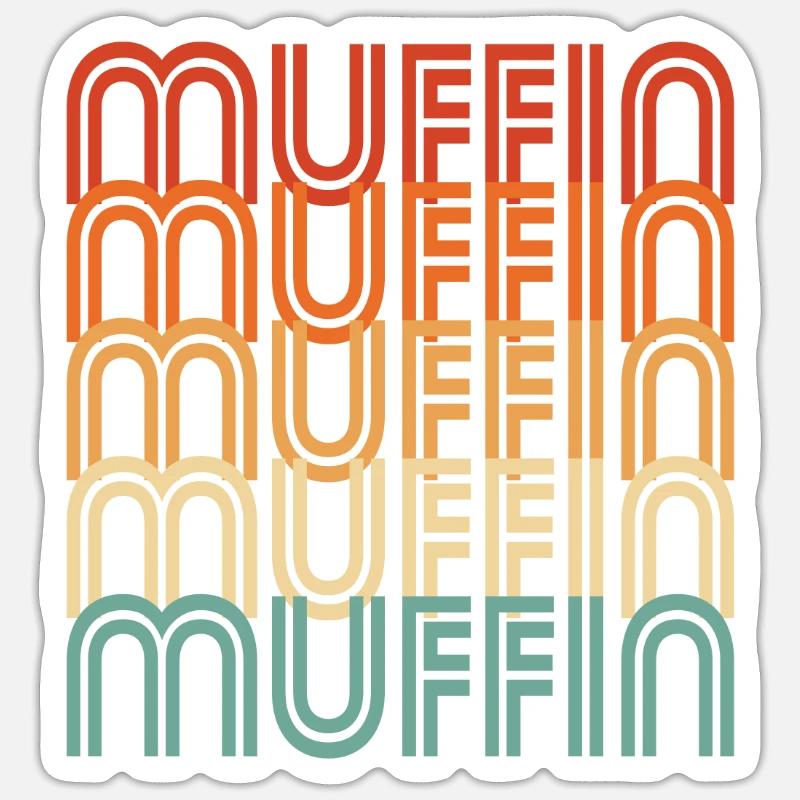 Muffin rétro - Sticker taille S (10 x 10 cm) - blanc mat