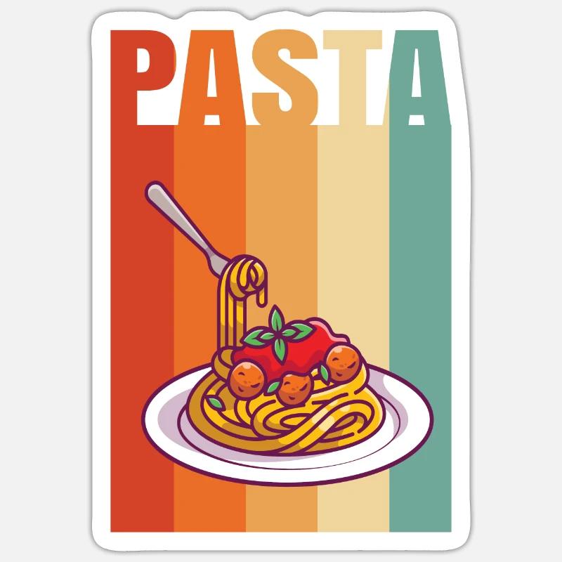 Retro Nudeln - Sticker Größe S (10 x 10 cm) - Mattweiß