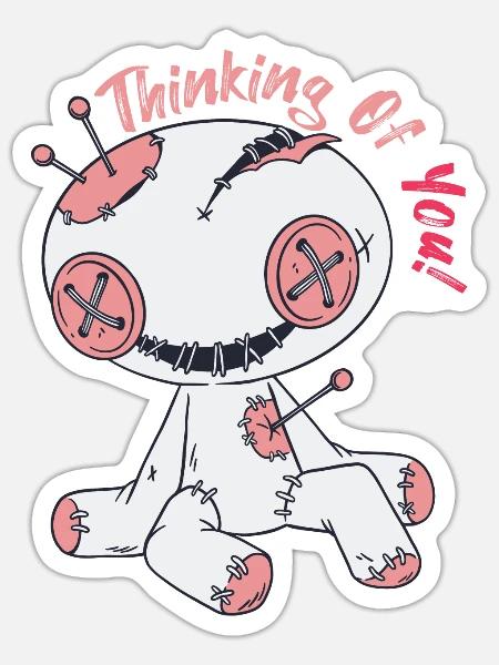 Gruselige Voodoo-Puppe Hexerei Halloween An dich d - Sticker Größe S (10 x 10 cm) - Mattweiß