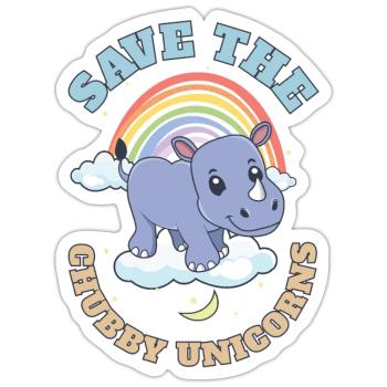 Save The Chubby Unicorns Cute Rhinoceros - Sticker Größe S (10 x 10 cm) - Mattweiß - Vorne