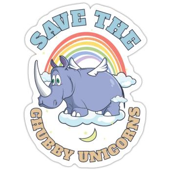 Save The Chubby Unicorns Cute Rhinoceros - Sticker Größe S (10 x 10 cm) - Mattweiß - Vorne