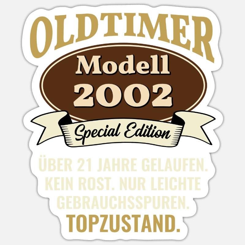 21 Jahre Oldtimer Modell 2002 21. Geburtstag - Sticker Größe S (10 x 10 cm) - Mattweiß