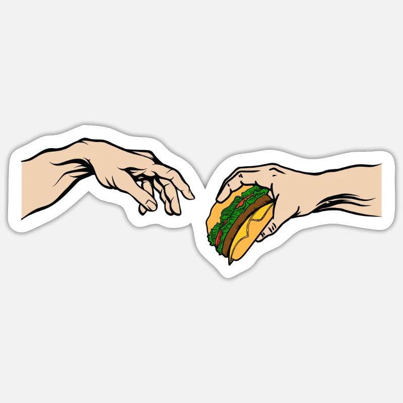 Funny Burger Art Cheeseburger - Sticker taille S (10 x 10 cm) - blanc mat