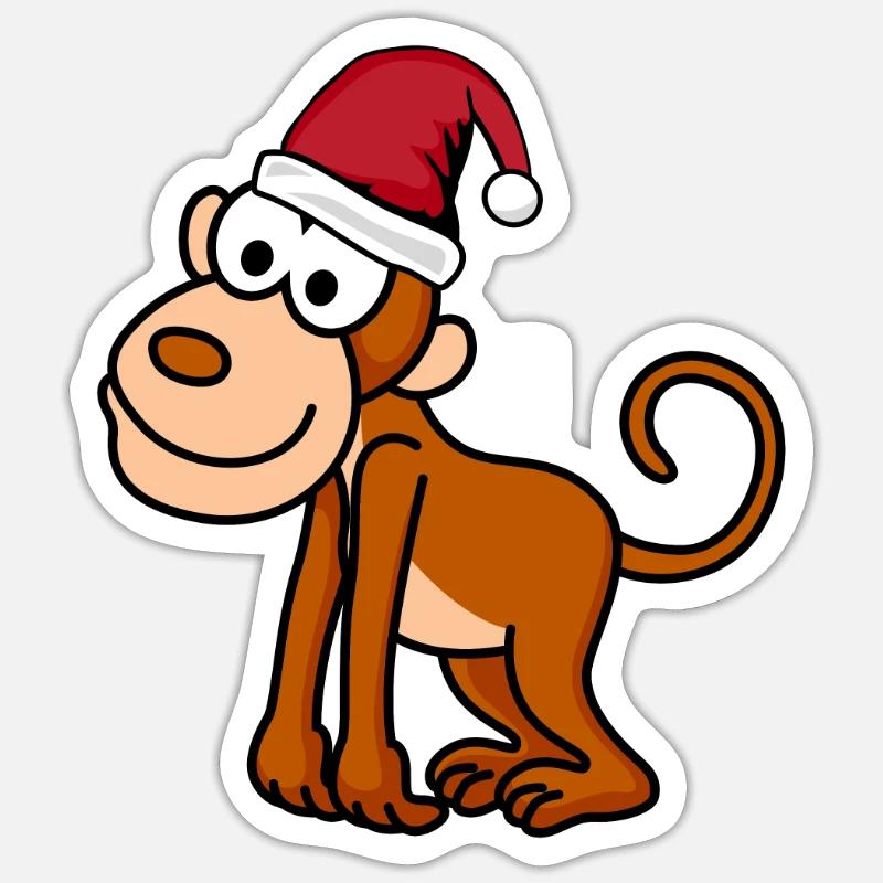 Monkey Comic Christmas Sticker size S (10 x 10 cm)