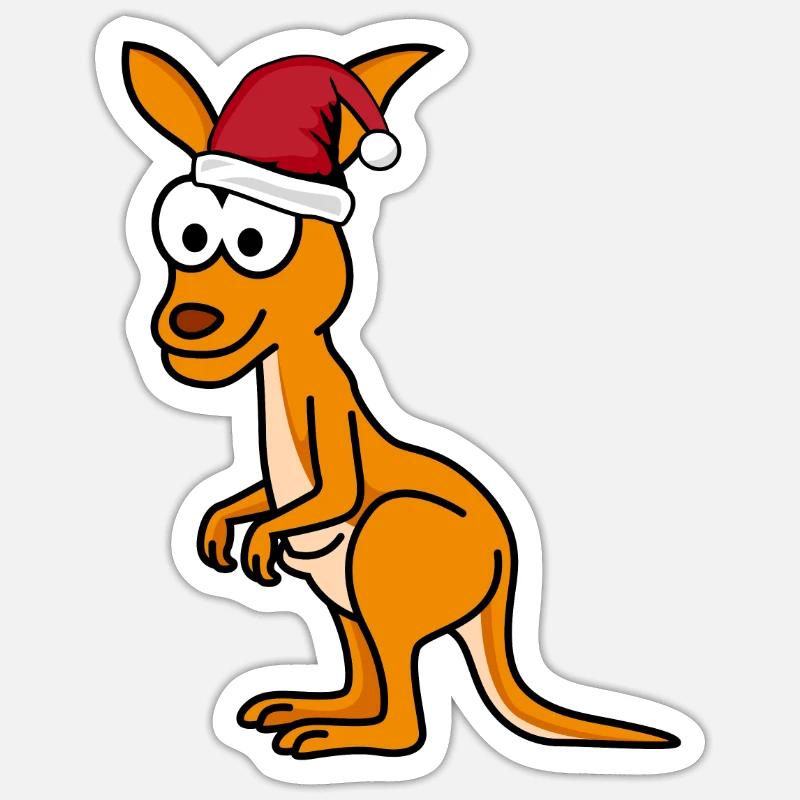 Kangaroo Comic Weihnachten - Sticker Größe S (10 x 10 cm) - Mattweiß