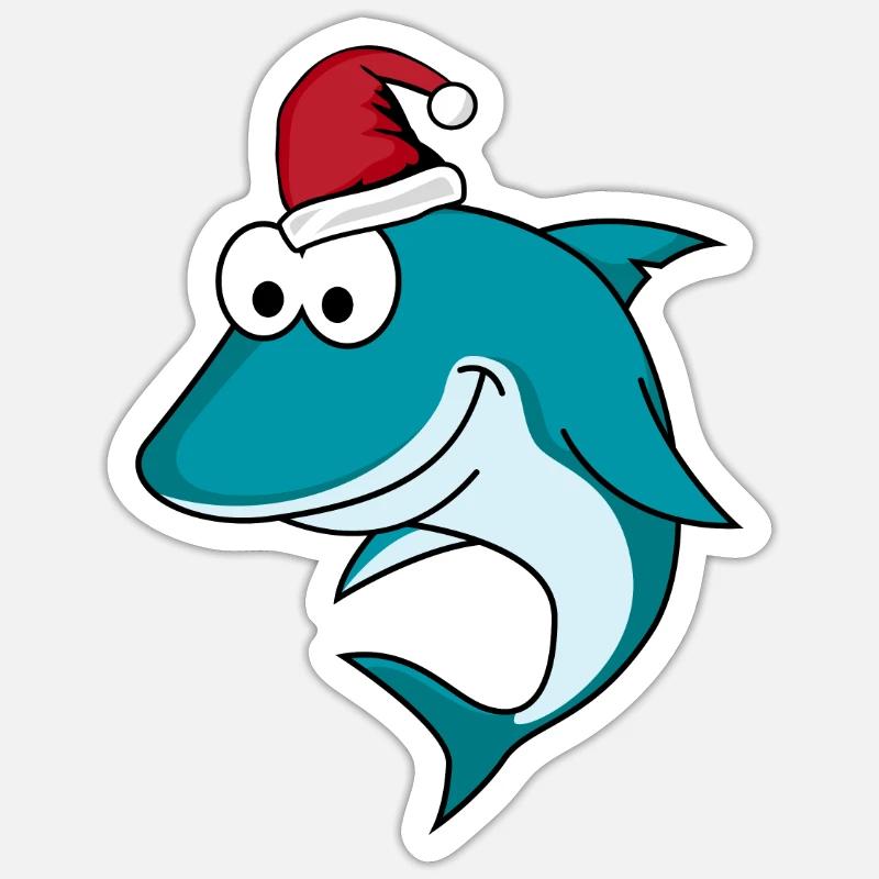Shark Comic Christmas - Sticker size S (10 x 10 cm) - white matte