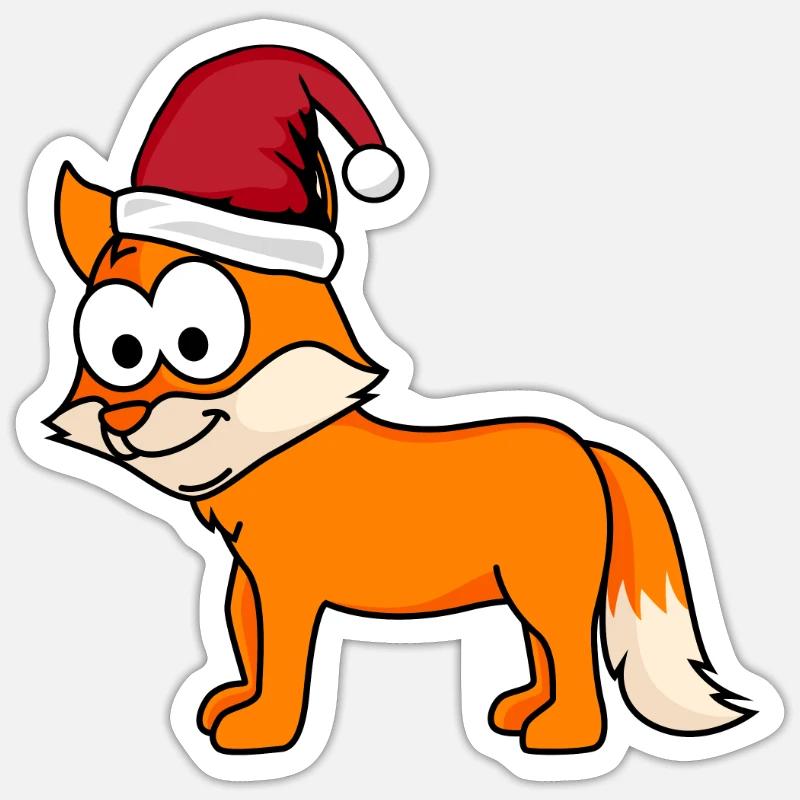 Fuchs Comic Weihnachten - Sticker Größe S (10 x 10 cm) - Mattweiß