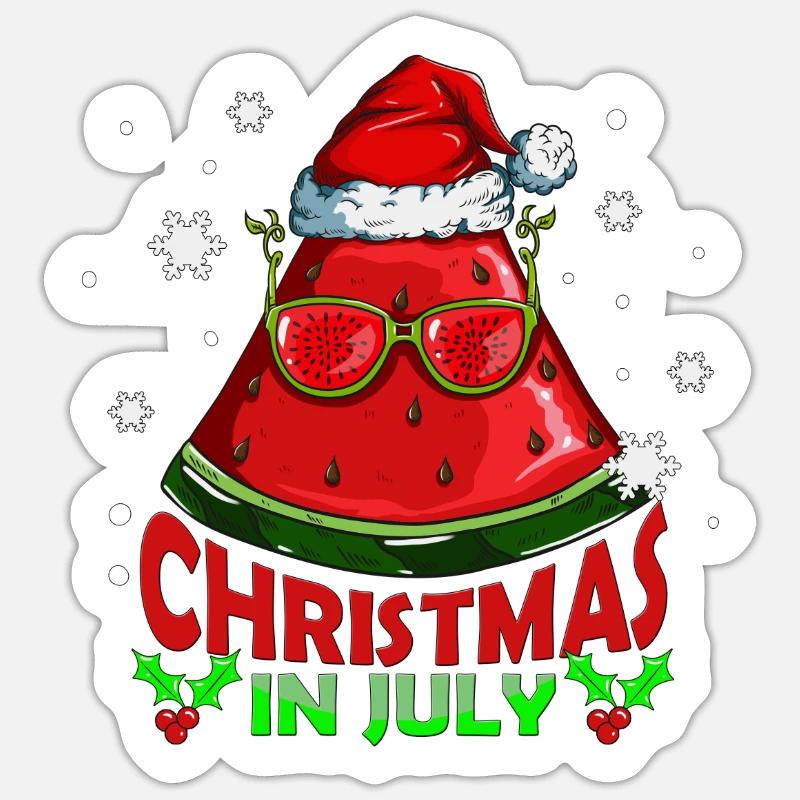 Melone Noël en juillet Pastèque Noël Sticker taille S (10 x 10 cm)