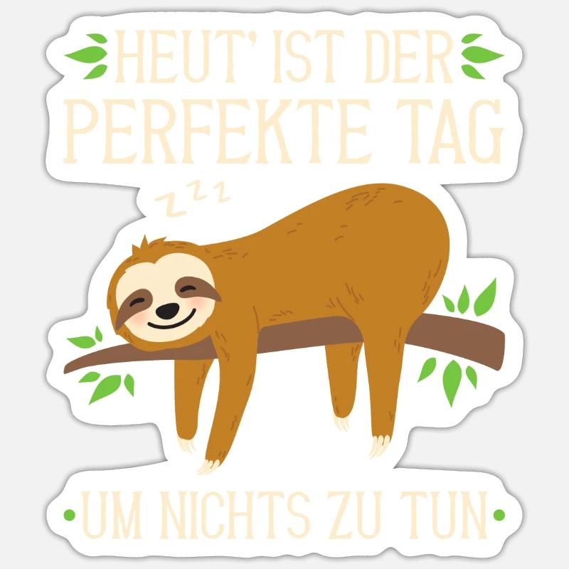 Faultier Nichts Tun Sloth Langschläfer Nachthemd Sticker Größe S (10 x 10 cm)