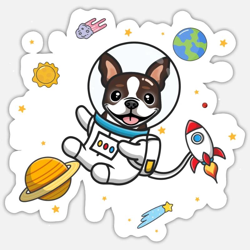 Brown Boston Terrier - Sticker size S (10 x 10 cm) - white matte