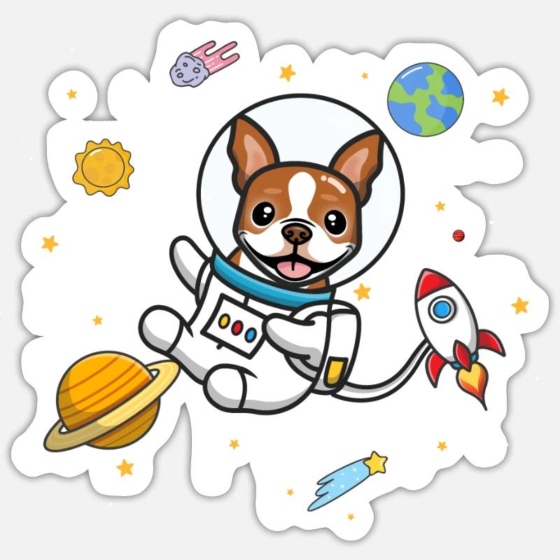 Red Boston Terrier - Sticker size S (10 x 10 cm) - white matte