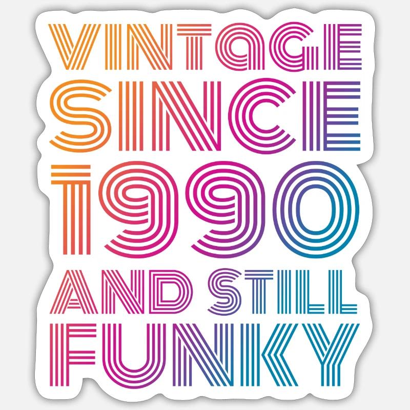 millésime 1990 - Sticker taille S (10 x 10 cm) - blanc mat