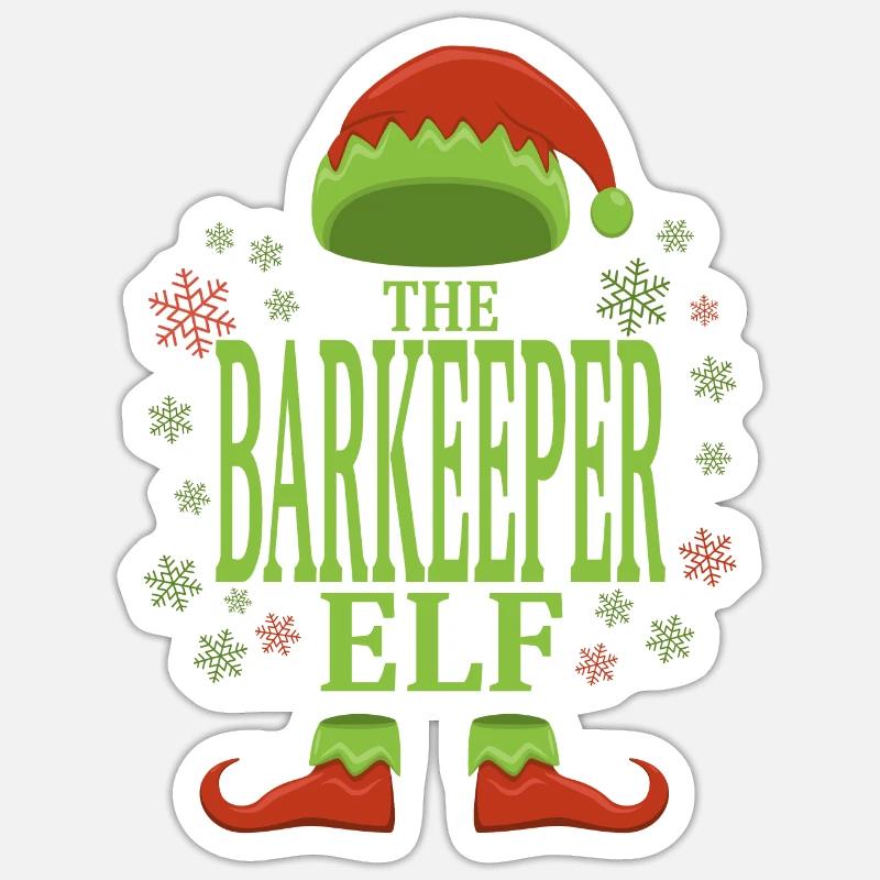 Bartender Christmas Elf Sticker size S (10 x 10 cm)