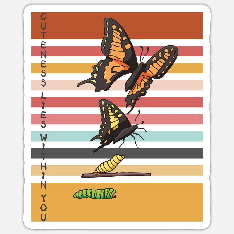 Papillons mignons Evolution Papillons - Sticker taille S (10 x 10 cm) - blanc mat