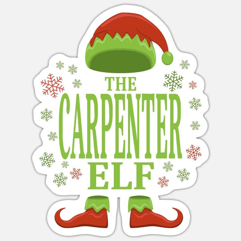 Carpenter Christmas Elf - Sticker size S (10 x 10 cm) - white matte