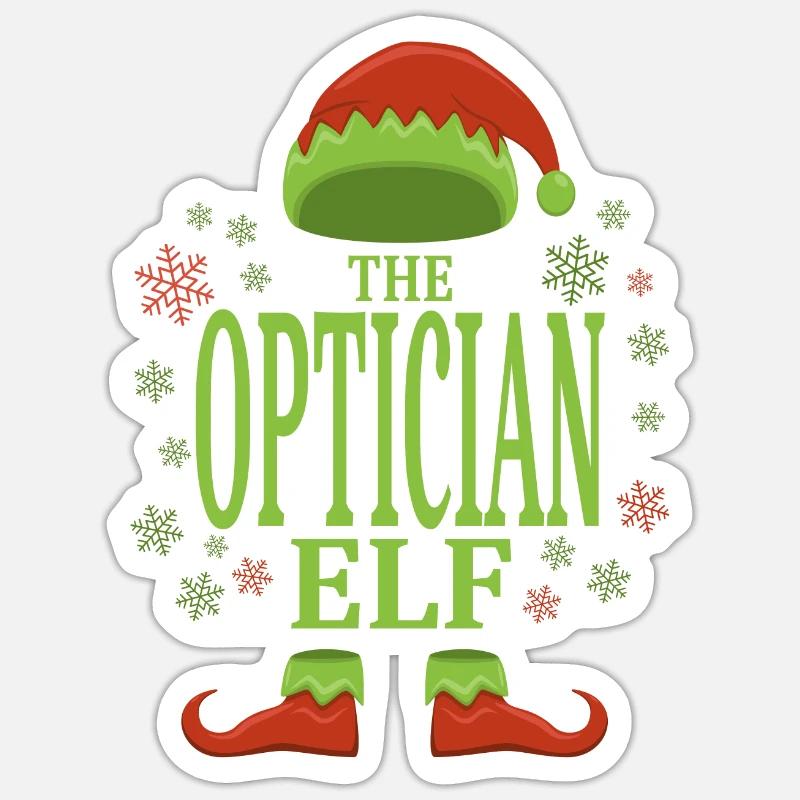 Opticien Elfe de Noël Sticker taille S (10 x 10 cm)