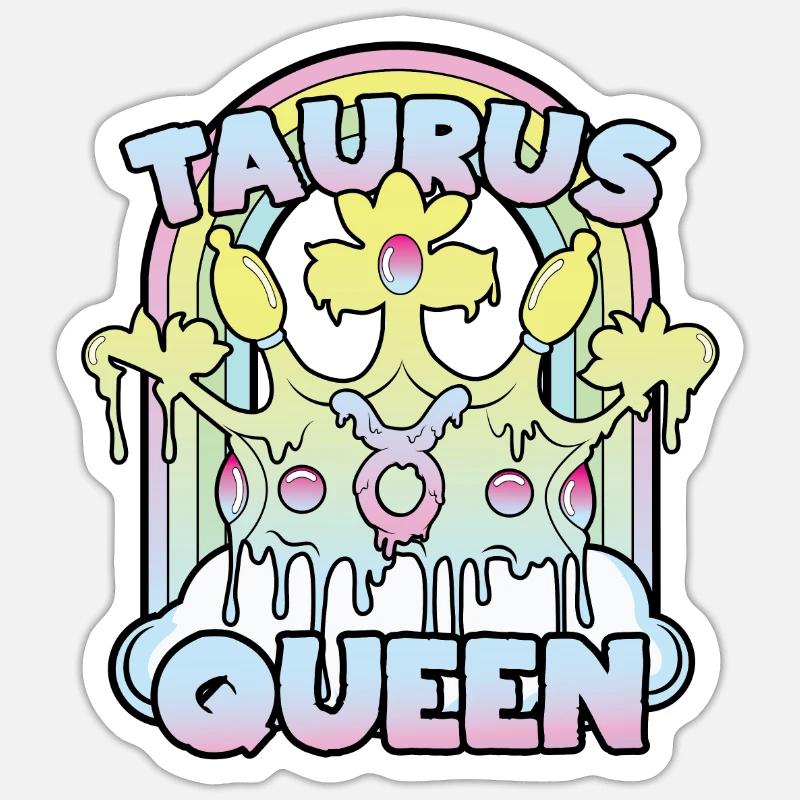 Stier Queen - Sticker Größe S (10 x 10 cm) - Mattweiß