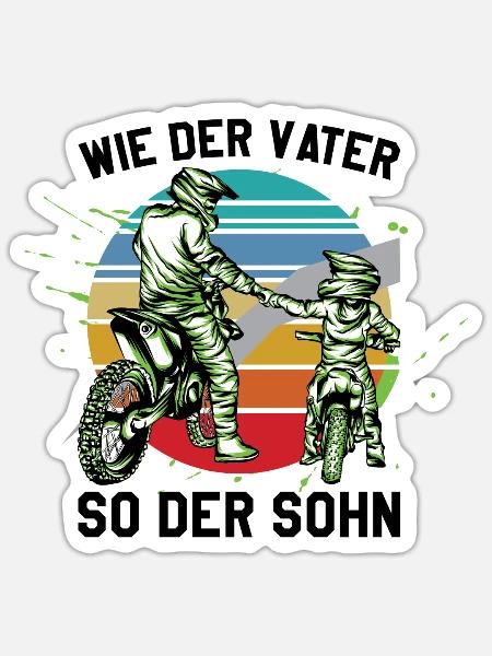 Vater und Sohn Motocross - Sticker Größe S (10 x 10 cm) - Mattweiß
