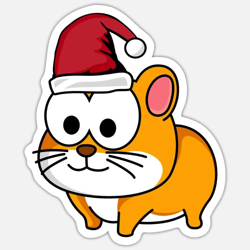 Hamster Comic Christmas - Sticker size S (10 x 10 cm) - white matte