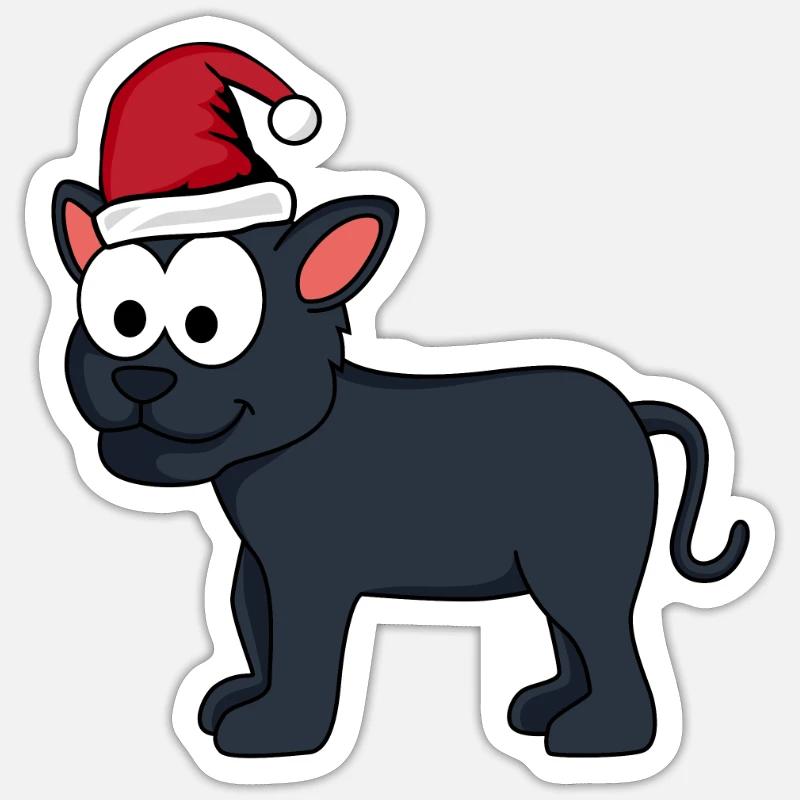 Panther Comic Christmas - Sticker taille S (10 x 10 cm) - blanc mat
