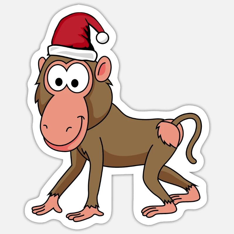 Monkey monkey Christmas Sticker size S (10 x 10 cm)