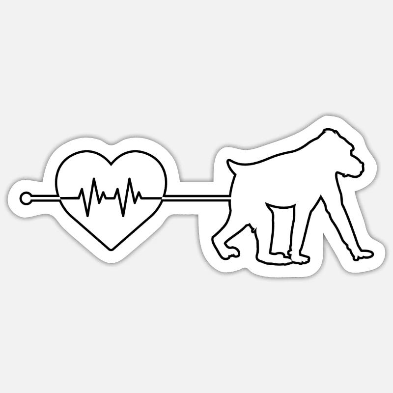 Monkey heartbeat - Sticker size S (10 x 10 cm) - white matte