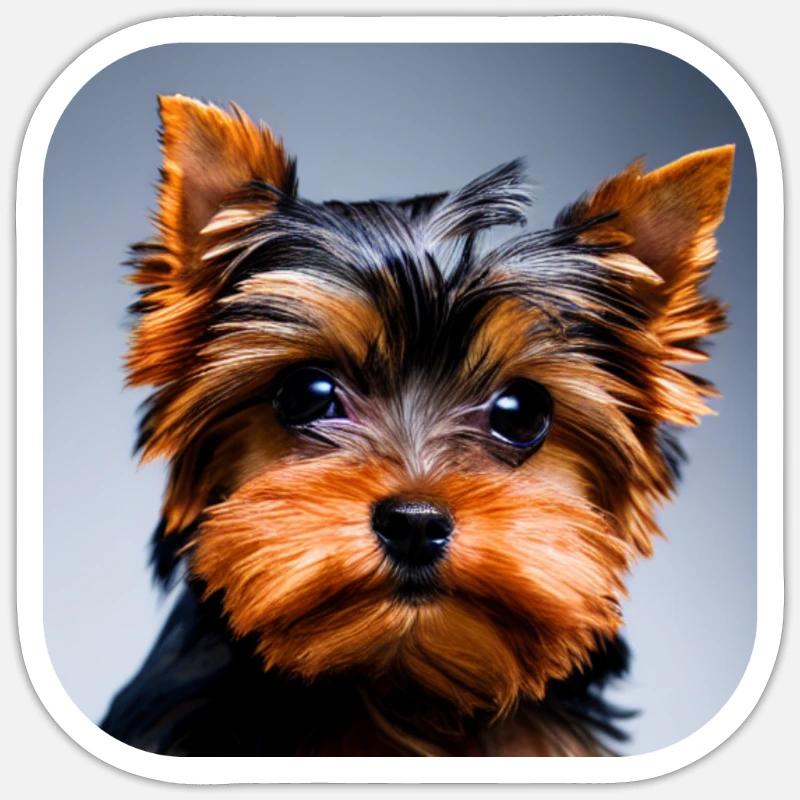 Yorkshire Terrier Chiot - Sticker taille S (10 x 10 cm) - blanc mat