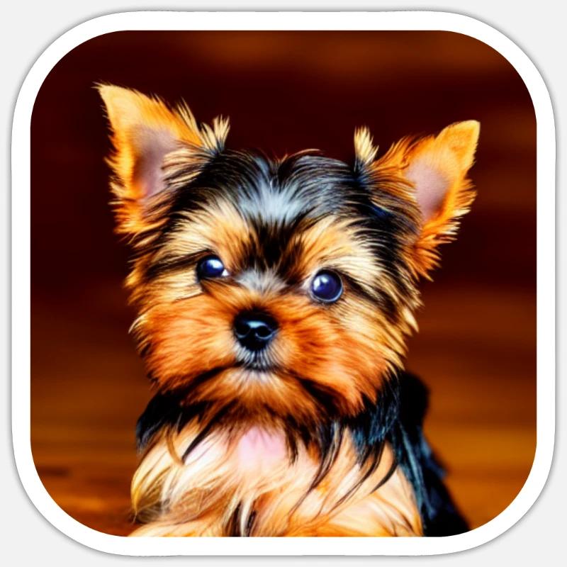Yorkshire Terrier Chiot - Sticker taille S (10 x 10 cm) - blanc mat